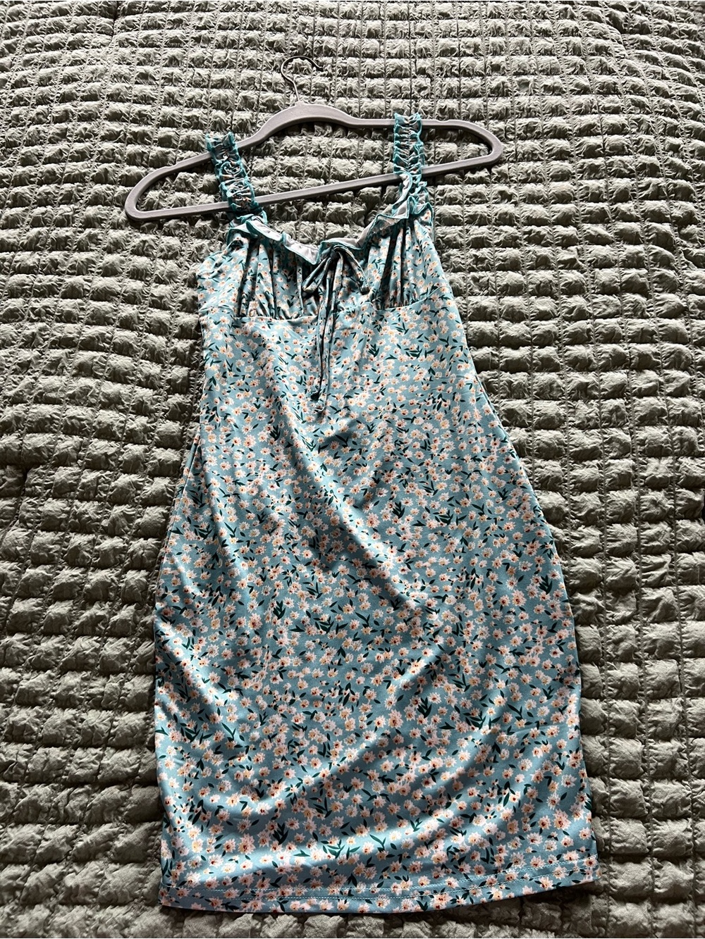 SHEIN Teal-Trim Floral Lined Top